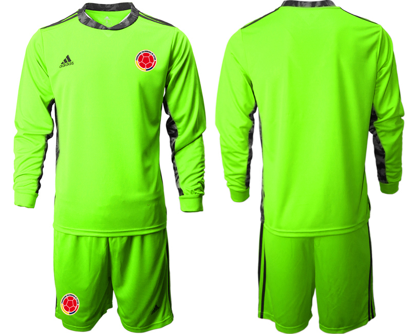 Men 2020-2021 Season National team Colombia goalkeeper Long sleeve green Soccer Jersey3